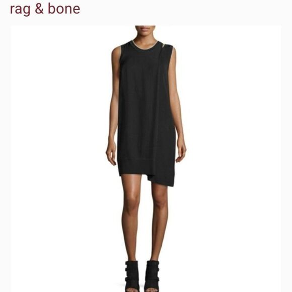 Rag & Bone asymmetrical black mini dress - Picture 1 of 11
